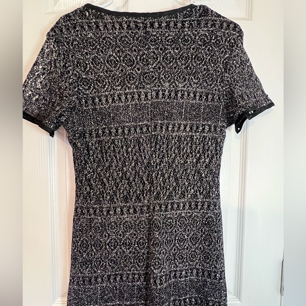 Vintage 90s holiday black silver lace dress